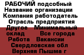 РАБОЧИЙ подсобный › Название организации ­ Компания-работодатель › Отрасль предприятия ­ Другое › Минимальный оклад ­ 1 - Все города Работа » Вакансии   . Свердловская обл.,Верхняя Пышма г.